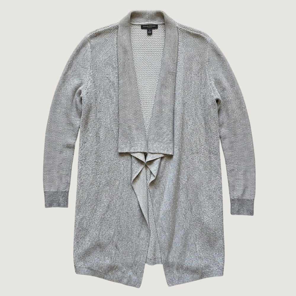 Banana Republic Cardigan Women Small Grey Marled Draped Waterfall Open Front